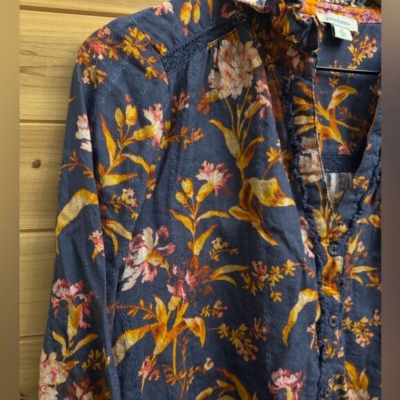 Sundance Size Small Dark Romantic Floral Ruffle Peasant V Neck Blouse - Picture 5 of 14